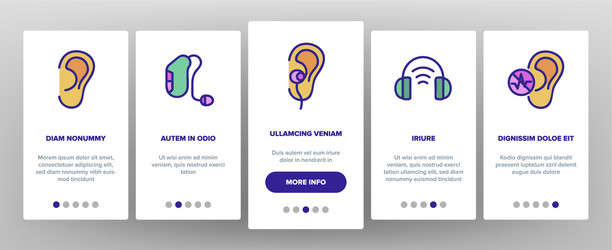 Hear sound aid tool onboarding icons set vector