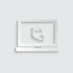 Paper computer data protecting icon notebook vector