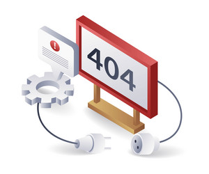 warning error code 404 flat isometric 3d vector image
