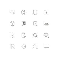 Internet security simple linear icons set vector