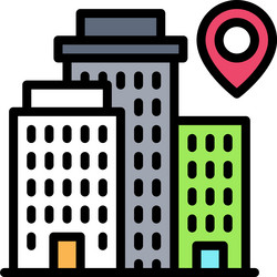 pin with building icon location map and navigation vector image