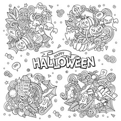 halloween cartoon doodle set Vector Image