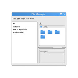 retro file manager program with blue files vector image