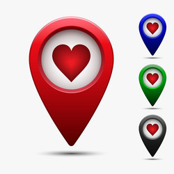 Map pointer with heart icon vector