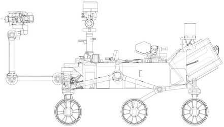 Mars Rover Rendering - 3D Wireframe vector image