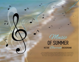 seaside blurred background with music note and key vector image