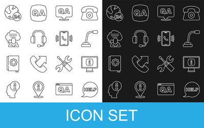 set line speech bubble with text help monitor vector image