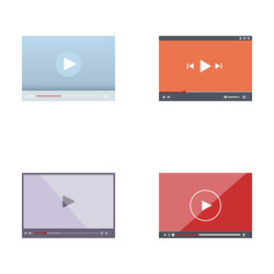 set of flat design video player interfaces vector image