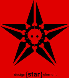 design element star with skull and bones vector