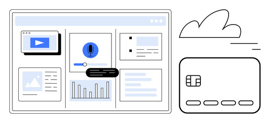 digital dashboard featuring media player voice vector image