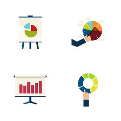 Flat icon diagram set of graph pie bar segment vector