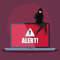 hacker with laptop computer icon vector image