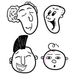 Hand drawn human faces doodle set collection Vector Image