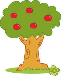 Red Apples on Orchard Tree vector image