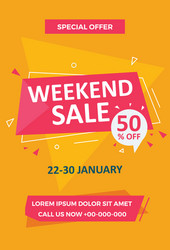 Weekend sale flyer template vector