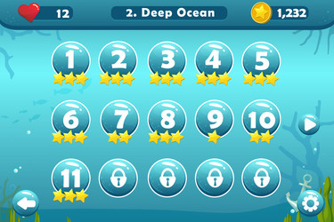 game user interface with level selection screen vector image