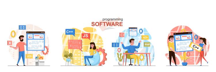 programming software concept scenes set vector image