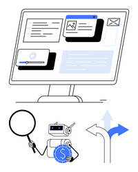 robotic assistant analyzing digital data vector image