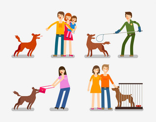 stray dog or abandoned set of cartoon icons vector