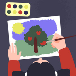 top view of a table with draw hands vector image