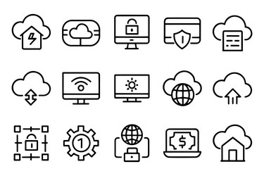 cloud computing related editable stroke outline vector image