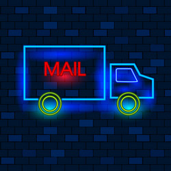 concept of vip neon icons send and delivery mail vector