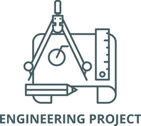 Engineering project line icon linear vector