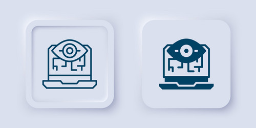 filled and outline computer vision icon isolated vector image