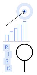 growth chart risk blocks target with arrow vector image