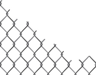 mesh netting torn hole in metal fence background vector image