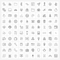 set 100 simple line icons for web and print vector image