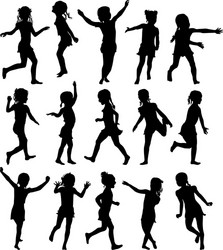 Silhouettes of Children Playing Vector Image