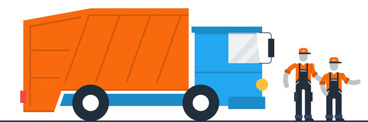 Truck with garbage container vector