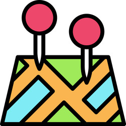 two pins on map icon location and navigation vector