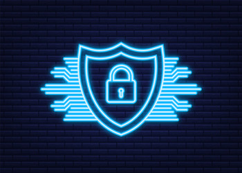 cyber security logo with shield and check vector image