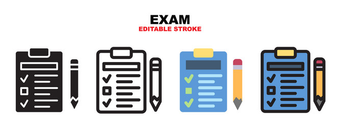 exam icon set with different styles editable vector image