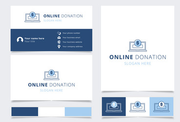 Online donation logo design with editable slogan vector