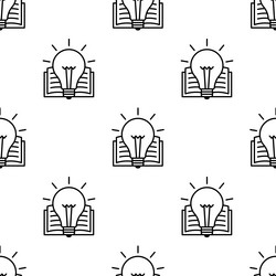 seamless pattern of open book with light bulb vector image