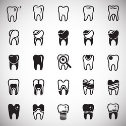 Tooth icon set on plates background for graphic Vector Image