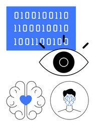 artificial intelligence themes biometrics brain vector image