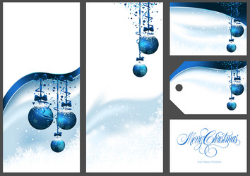 Blue christmas greetings set vector