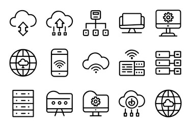 cloud computing server related editable icon set vector image