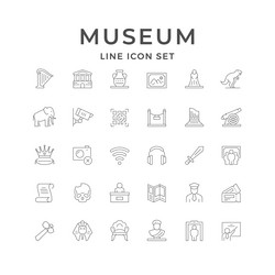 set line icons of museum vector