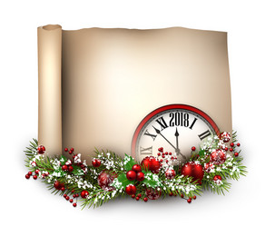 2018 new year background with scroll vector image