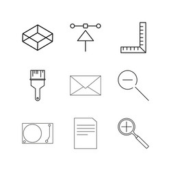 design elements linear icon set simple outline vector image