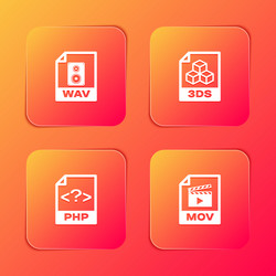 Set wav file document 3ds php and mov icon vector