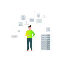 boy is working on data servers and other web vector image