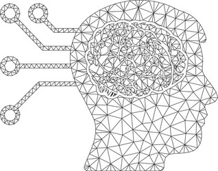 Brain computer connection polygonal frame vector