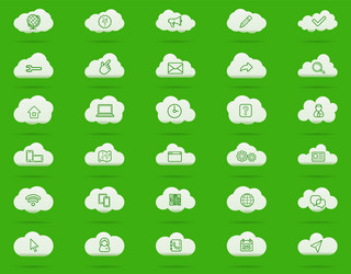 cloud computing linear icons set download upload vector image
