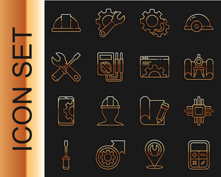 set line calculator processor with microcircuits vector image